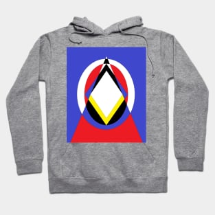 black white red blue yellow circles and triangles Hoodie